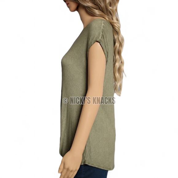 Stitch Fix Jane & Delancey Olive Green Dolman Knot Front Ribbed Top Size S - Picture 5 of 11